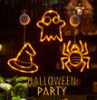 Halloween Window Hanging LED Lights Spider Pumpkin Hanging Ghost Horror Atmosphere Lights Holiday Party Decorative Lights Home Decor