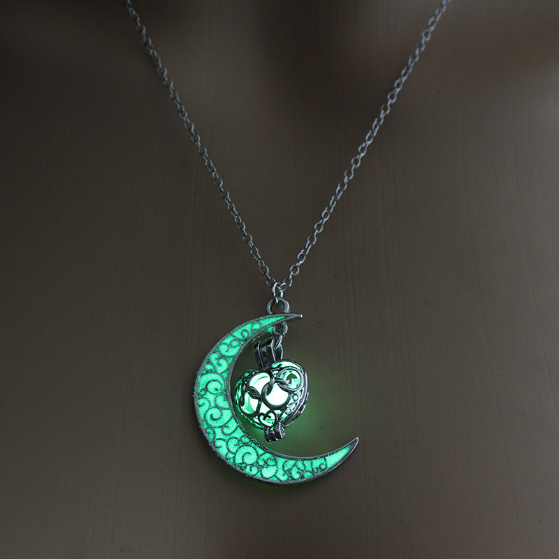 Halloween multi-colored moon love necklace