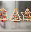 Christmas tree small pendant wooden five-pointed star bell pendant gift Christmas decoration wooden
