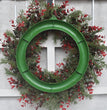 Artifical Cherry Pattern Wreaths Christmas Wreath Red Door Wreath Wall Hanging Garland Ornaments Rattan Circle Wall Decoration