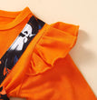 Halloween Flounced Sleeve Fake Two-piece Round Neck Long-sleeved Triangle Romper
