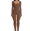 Square Neck And Buttocks Lifting Slim Fitting Jumpsuit