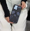 Luxury Plating 3D Skull Phone Case For I-Phone 14 Pro Max 13 12 11 Plus Breathable Glossy Hollow Out Gold Metallic Paint