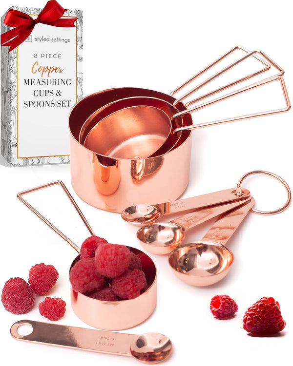 Copper Measuring Cups & Spoons, 8-Piece Set