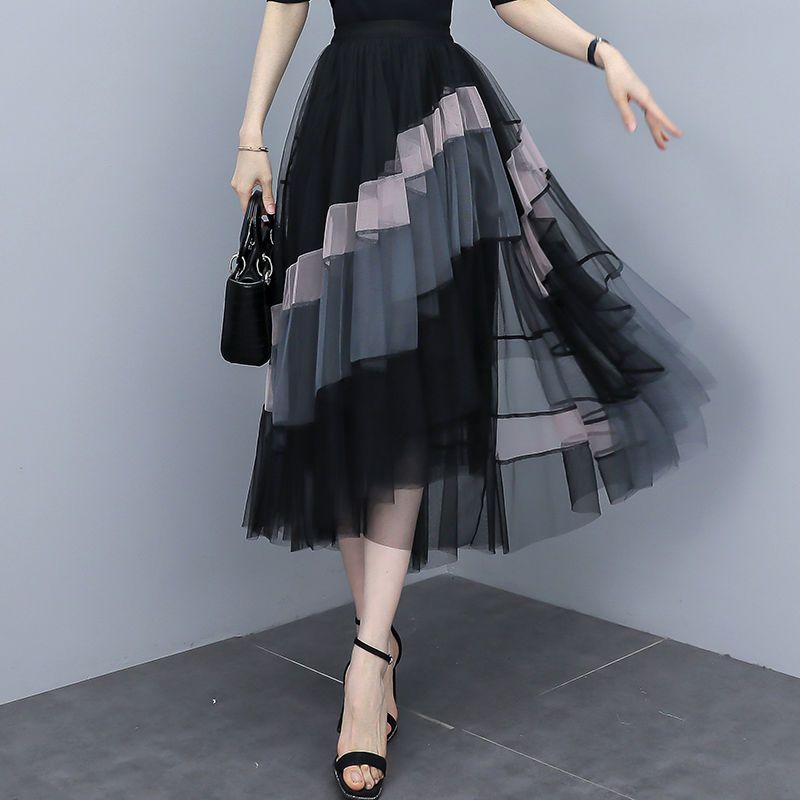 New Women's Summer Adult Lady Like Woman Western Style Youthful-looking Lightly Mature Fashion Tulle Skirt
