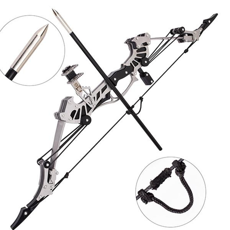 3-Size Mini Stainless Steel Compound Bow & Arrow Set with Pulley System for Beginners Indoor/Outdoor Fun LH/RH Use Ultimate Gift for Teens & Adults