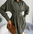Lantern Sleeves Waist Asymmetric Dress