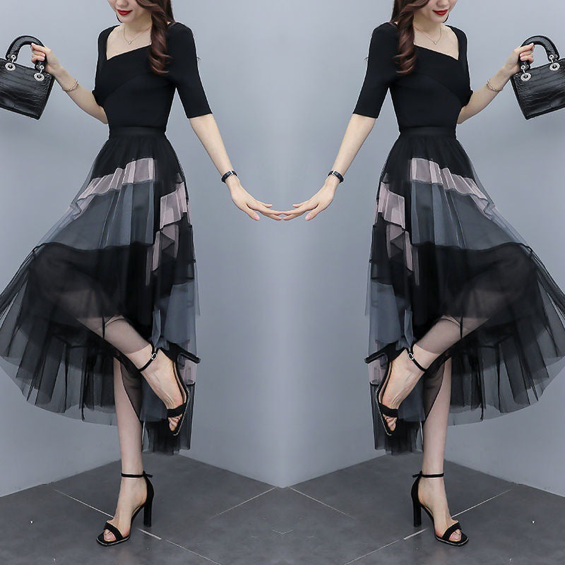 New Women's Summer Adult Lady Like Woman Western Style Youthful-looking Lightly Mature Fashion Tulle Skirt