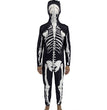 Halloween Carnival Skeleton Zipper Hooded One-piece