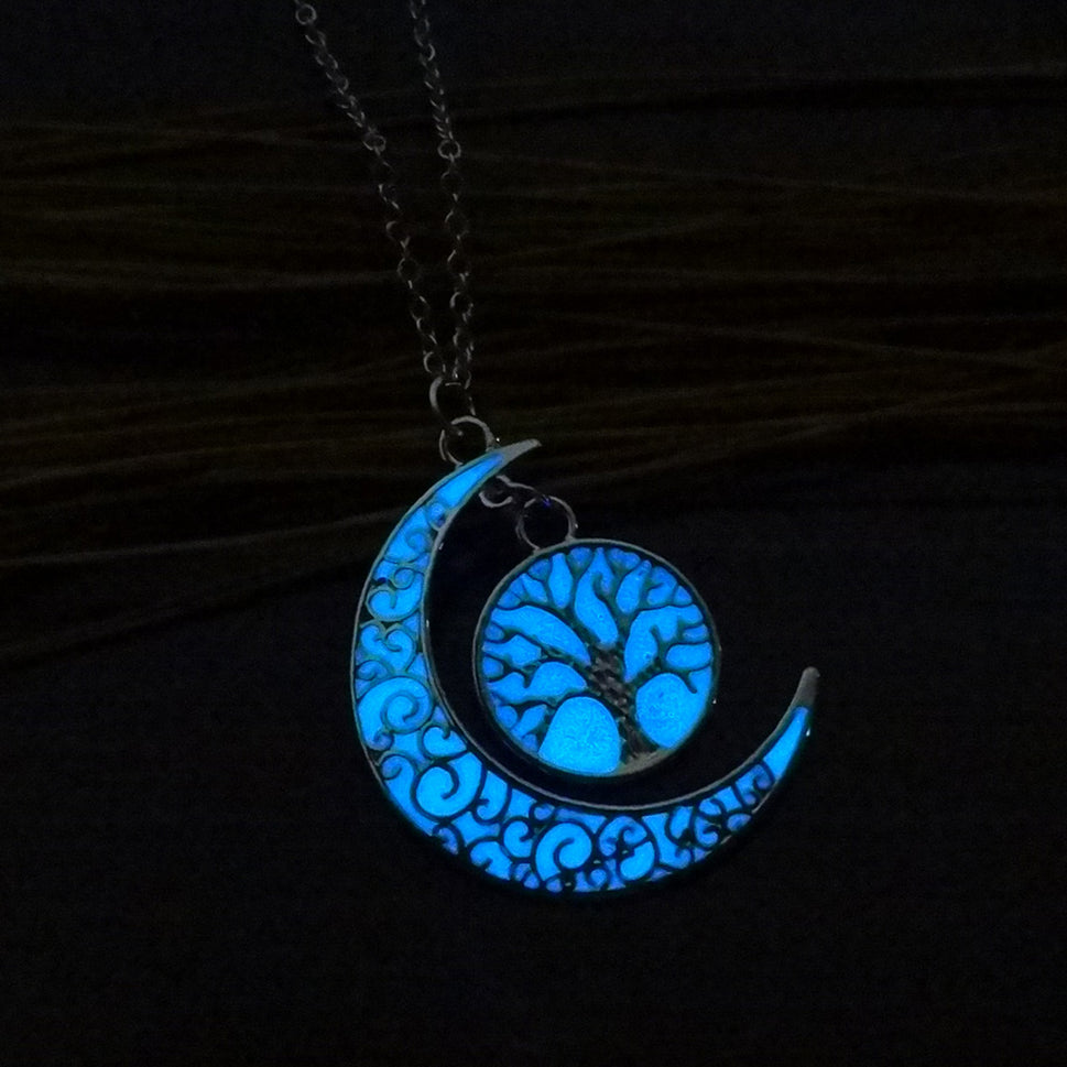 Halloween Multicolored Moonlit Tree Of Life Necklace