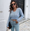 Short twist V-neck sweater