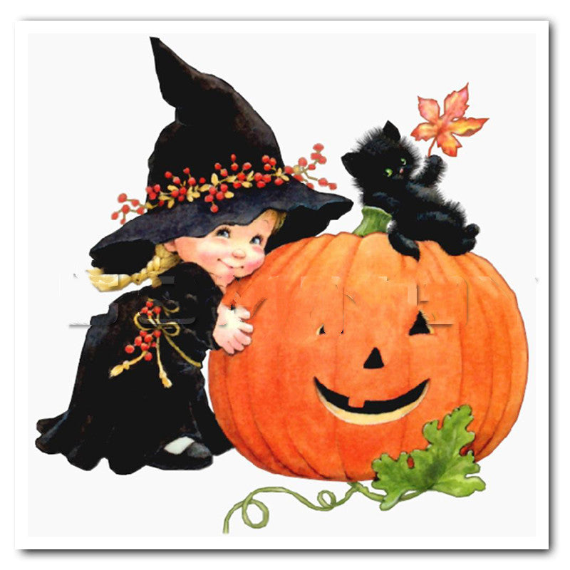 Halloween Cat Square Rhombus Cartoon Embroidery Diamond Painting