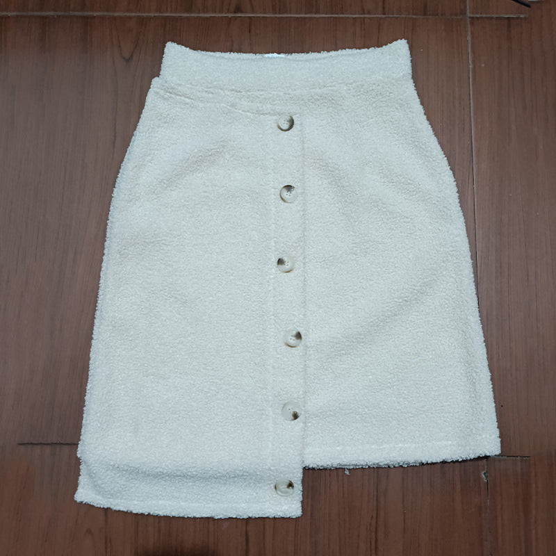 Single-breasted Wool Ring Asymmetric Half-body