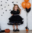 Girls' Fashion Halloween Mesh Stitching Puff Sleeve Dress