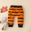 Halloween Pumpkin Print Long Sleeve Romper Set Of Three