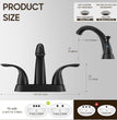 4 Inch 2 or 3 Holes 2 Handles Centerset Matte Black Lead-Free Bathroom Sink Faucet, Bathroom Faucet with Copper Pop up Drain and Water Supply Lines, BF008-5-MB