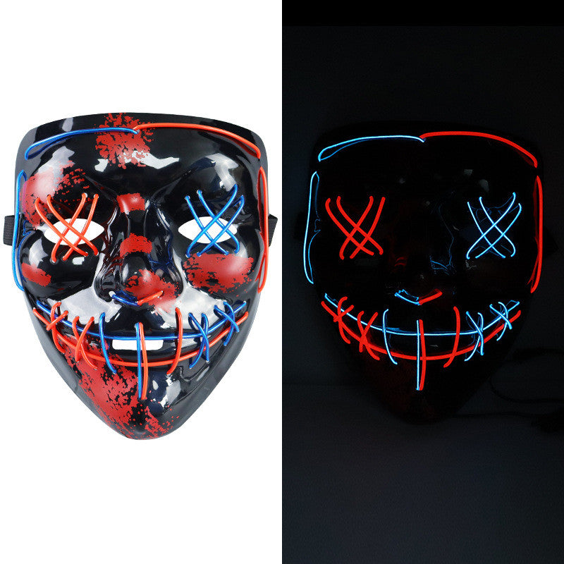 Glowing Mask Blue And Purple Left And Right Cross Two-color Halloween Props