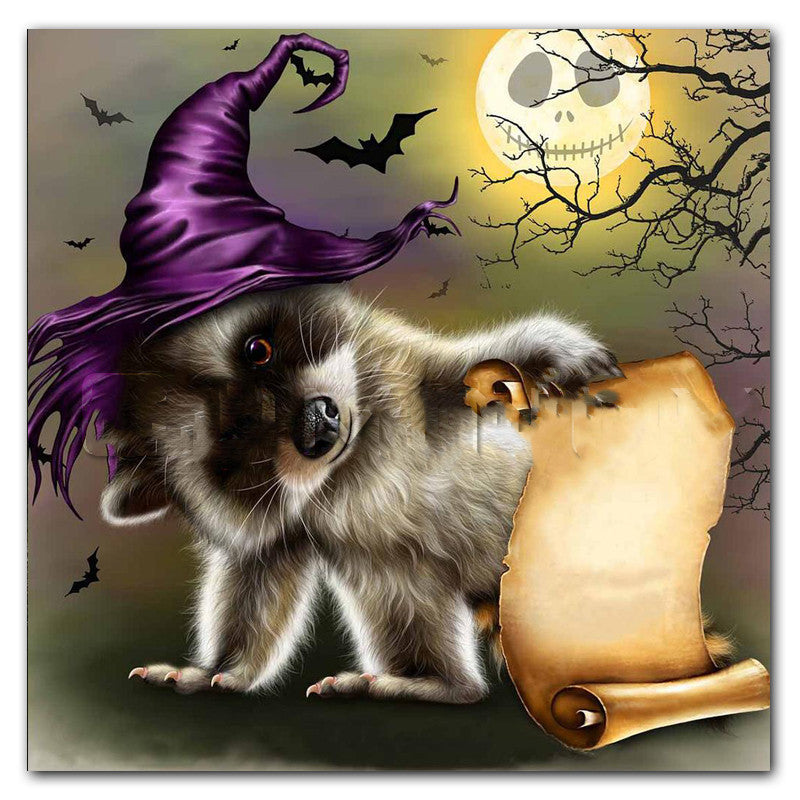Halloween Cat Square Rhombus Cartoon Embroidery Diamond Painting