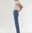 European And American High Waist Stretch Twisted Straight Cropped Jeans