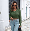 Short twist V-neck sweater