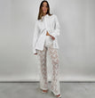 New All-match Lace High Waist Long Stitching Straight-leg Pants