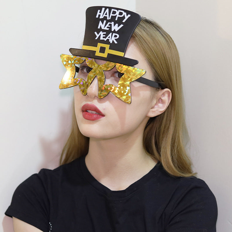 Creative 2024 Happy New Year Party Glasses Supplies Photo Props Holiday Dance Dress Up Funny Glasses