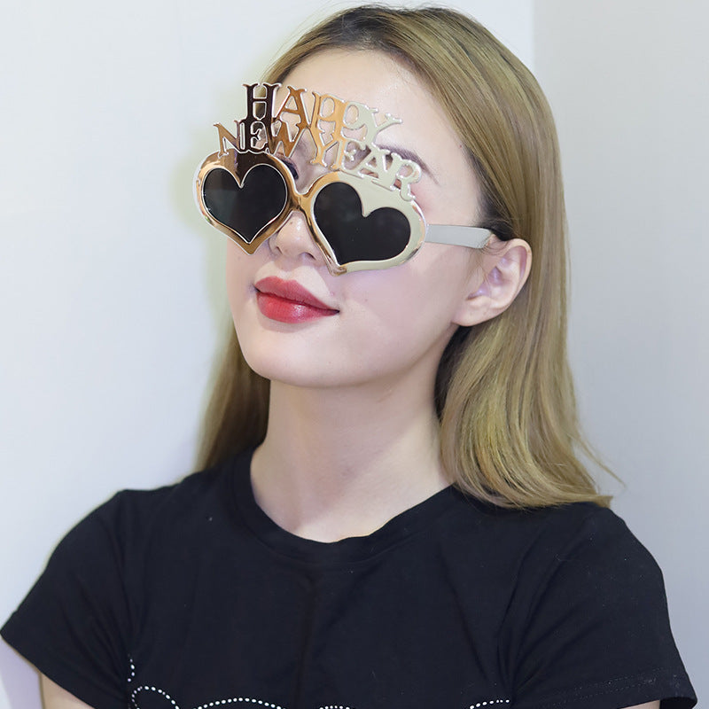 Creative 2024 Happy New Year Party Glasses Supplies Photo Props Holiday Dance Dress Up Funny Glasses