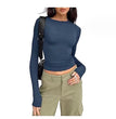 Women's Clothing Fashion Slim Long-sleeved Pullovers Tops Solid Causal Fit Shirts