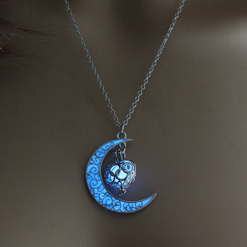 Halloween multi-colored moon love necklace