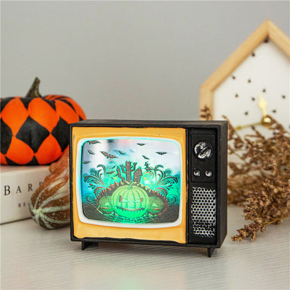 Horror House Led Lights Retro Tv Ornament Scary Haunted House Indoor Lantern Halloween Festival Bar Home Party Decoration