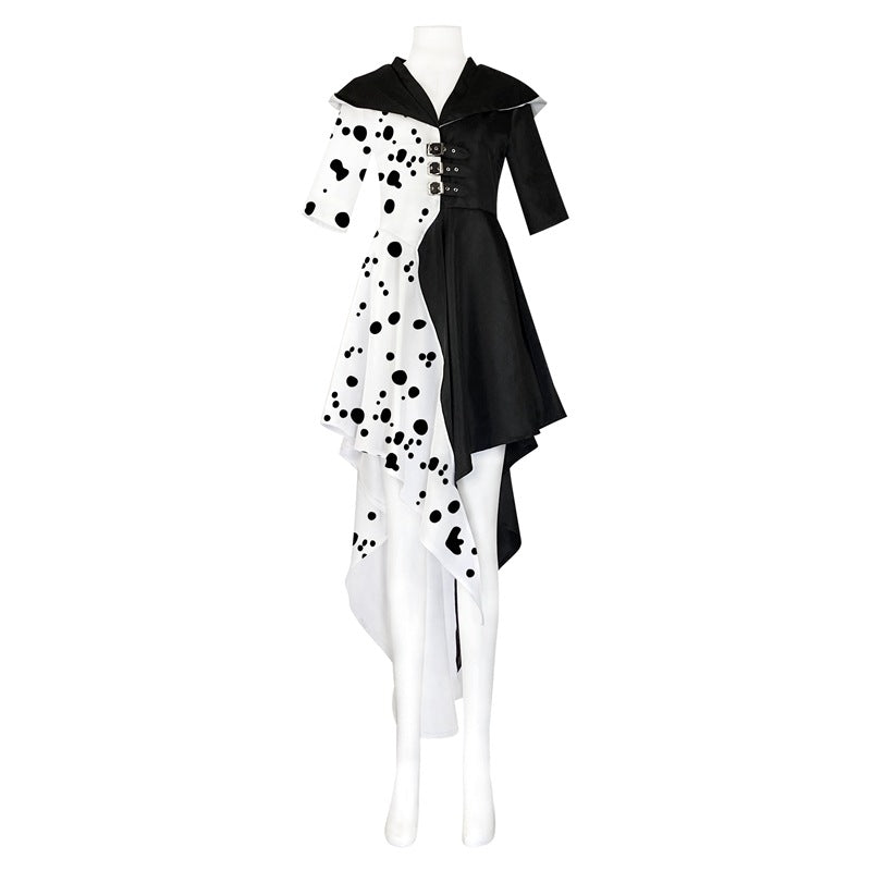 Halloween Costume Cosplay Evil Queen Black White Dress Jacket