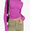 Women's Clothing Fashion Slim Long-sleeved Pullovers Tops Solid Causal Fit Shirts