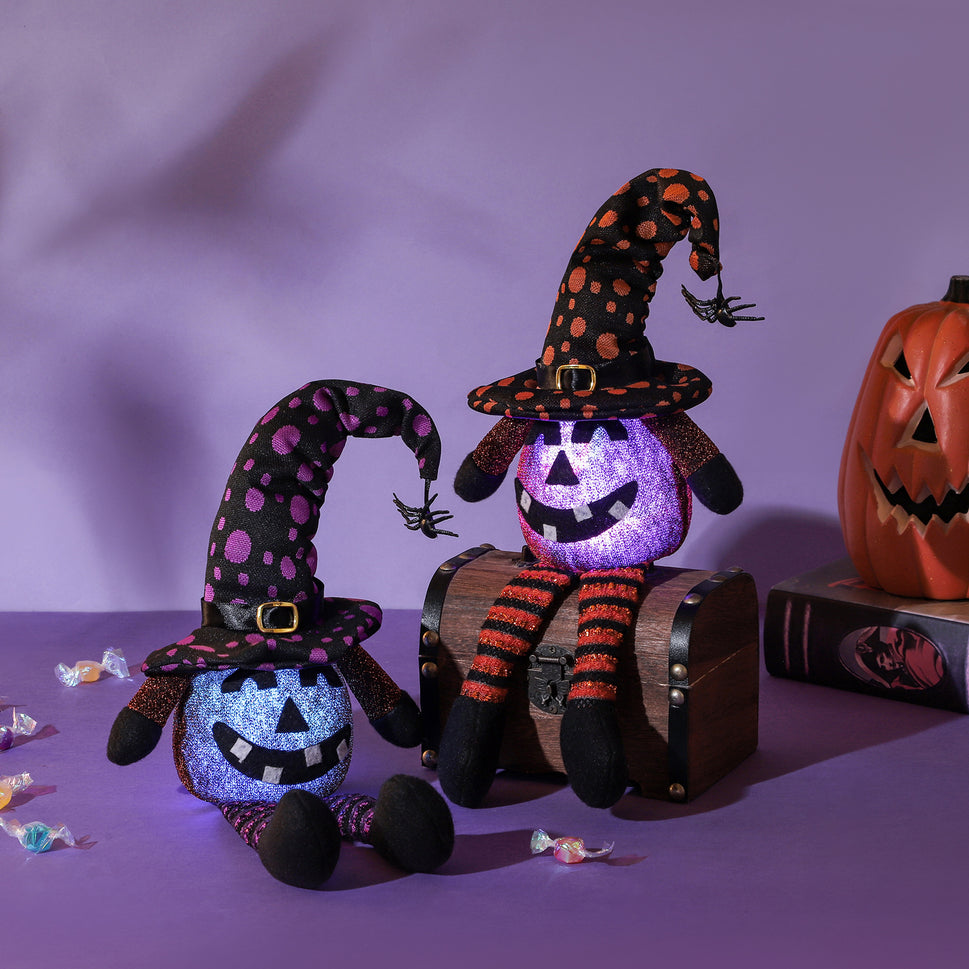 Halloween Dwarf Long Legs Sitting Decoration Piece Spider Glow Grimace Pumpkin Doll