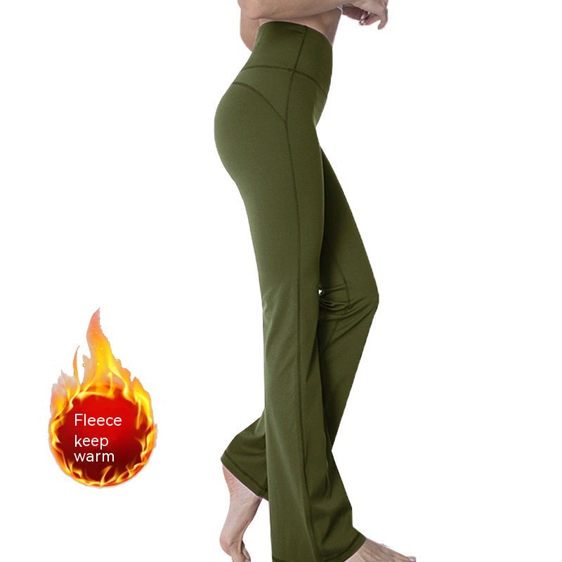 Fleece-lined Yoga Bootleg Pants High Waist Hip Lift Outdoor