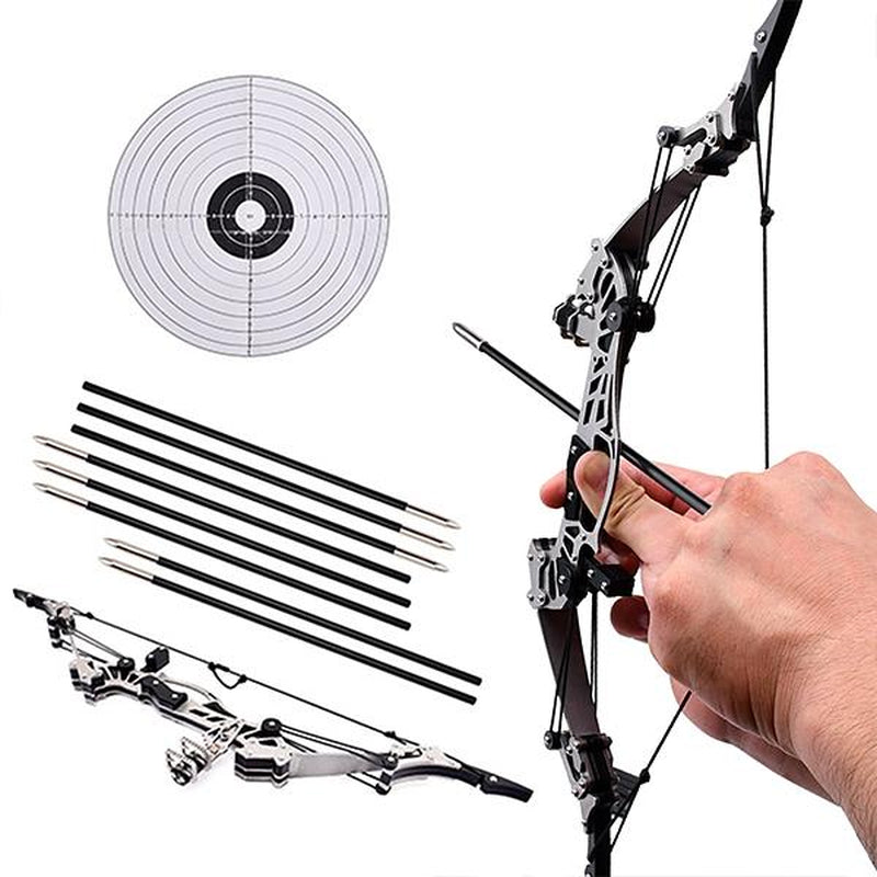 3-Size Mini Stainless Steel Compound Bow & Arrow Set with Pulley System for Beginners Indoor/Outdoor Fun LH/RH Use Ultimate Gift for Teens & Adults