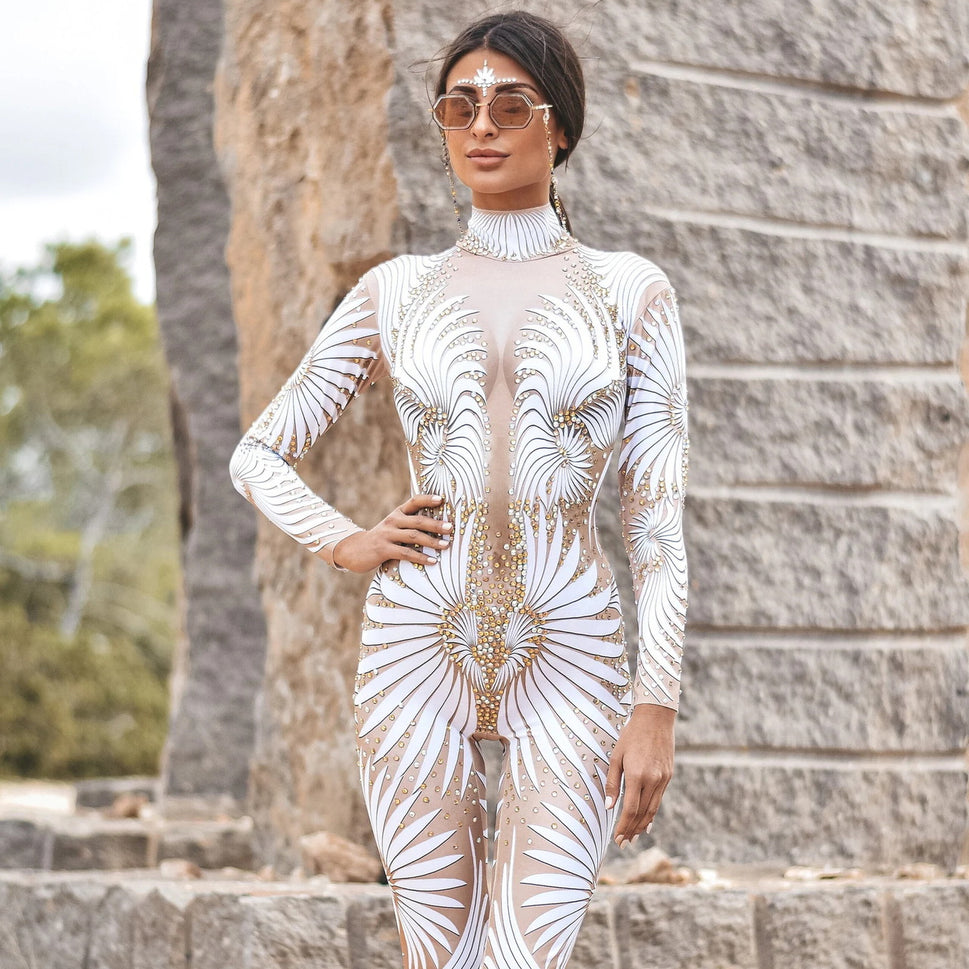 Halloween 3D Skeleton Digital Women's Digital Print Jumpsuit