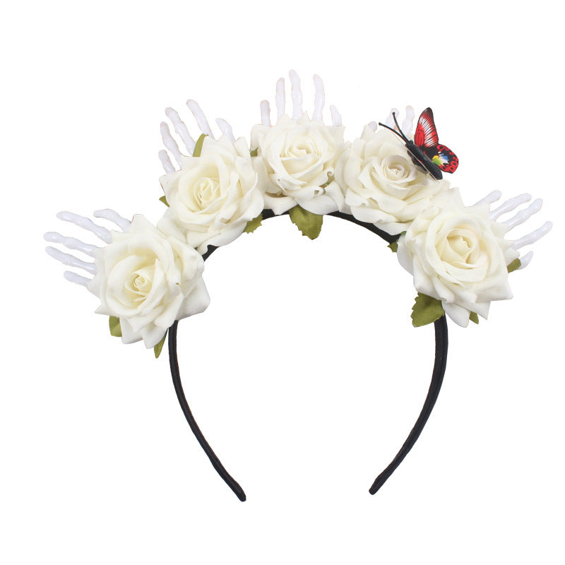 Halloween Simulation Rose Skull Hand Headband