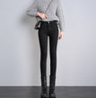 High Waist Velvet Thickening Denim Female Stretch Feet Pants