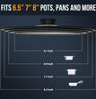Universal Lid for Pots, Pans and Skillets & Frying Pan - Small Pan Lids Fits 6.5", 7" and 8" Diameter Cookware - Tempered Glass with Heat Resistant Silicone Rim