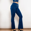 Shascullfites Melody Dark Blue Flared Lift Jeggings Button Up Jeans Bum Lift Jeans High Waist Flare Jeans Women