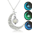 Hollowed-out pumpkin necklace with multi-colored night light moon for Halloween