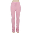 Elastic high-waist pleated drawstring slacks