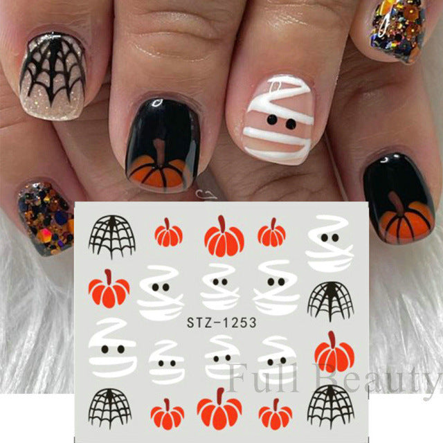Halloween Pumpkin Nail Sticker Watermark Sticker