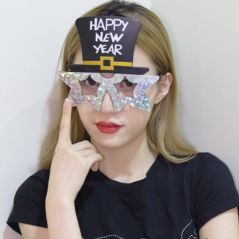 Creative 2024 Happy New Year Party Glasses Supplies Photo Props Holiday Dance Dress Up Funny Glasses