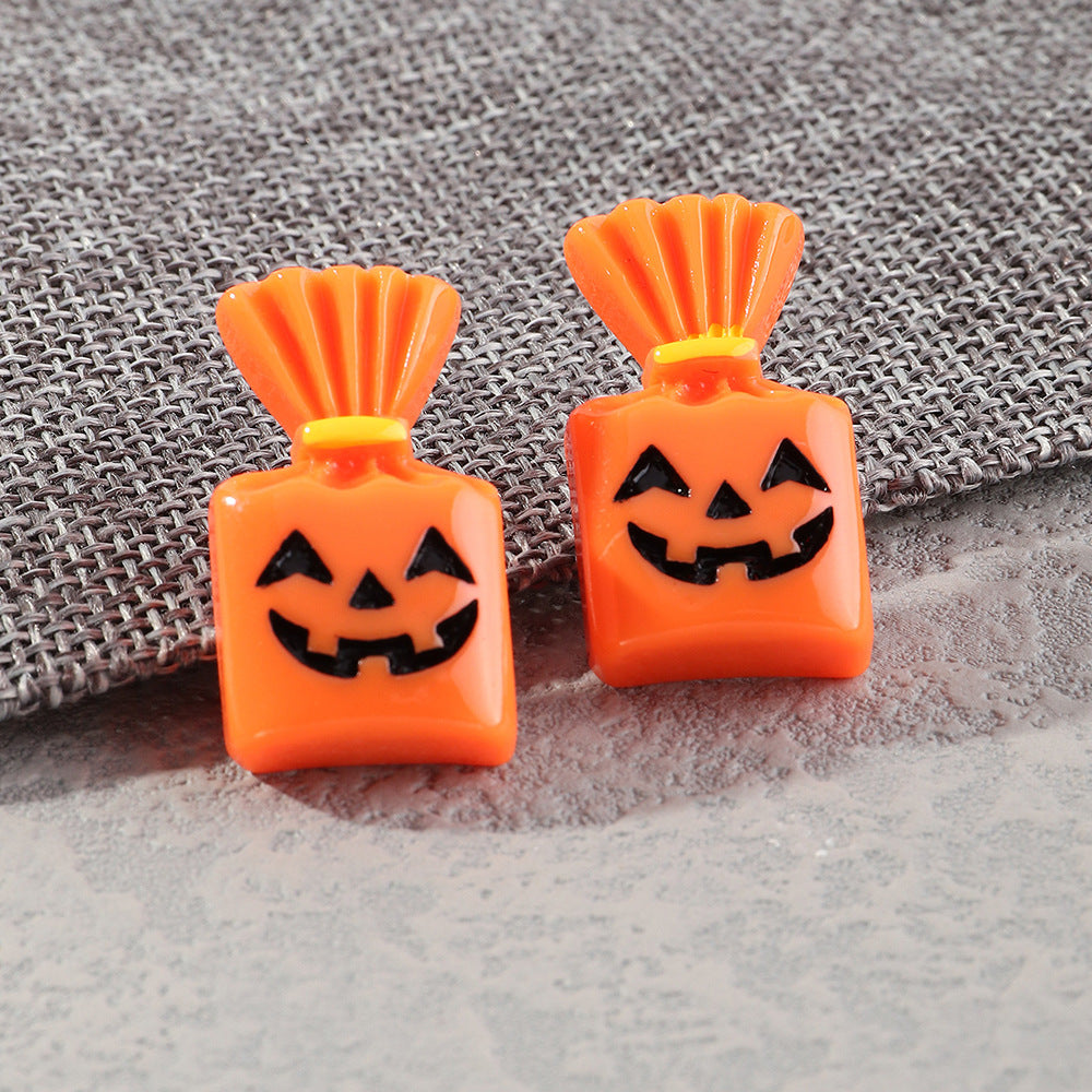 Fashion Halloween Simulation Plastic Ghost Face Pumpkin Ghost Death Ghost Festival Stud Earrings