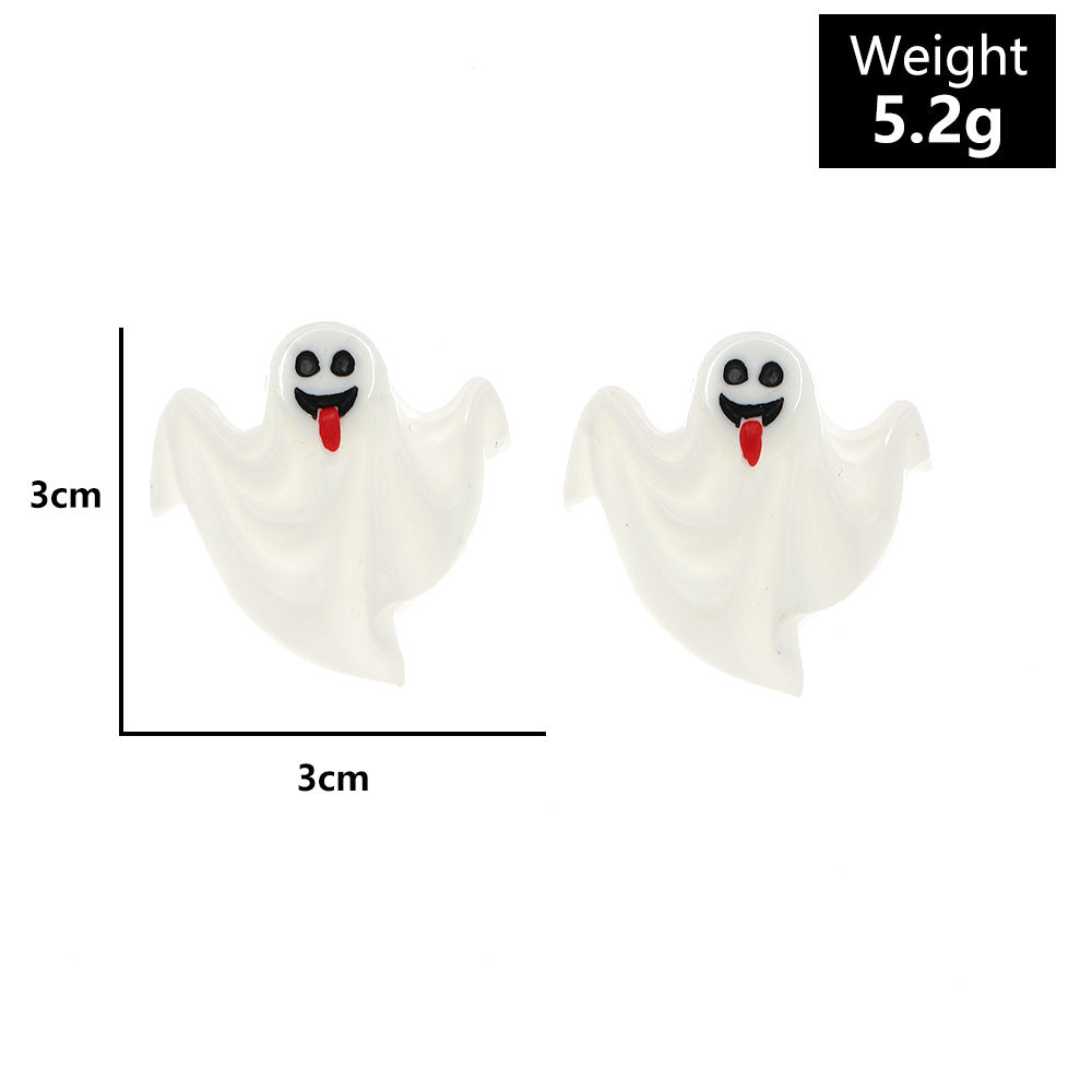 Fashion Halloween Simulation Plastic Ghost Face Pumpkin Ghost Death Ghost Festival Stud Earrings