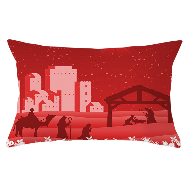 Christmas peach leather pillowcase
