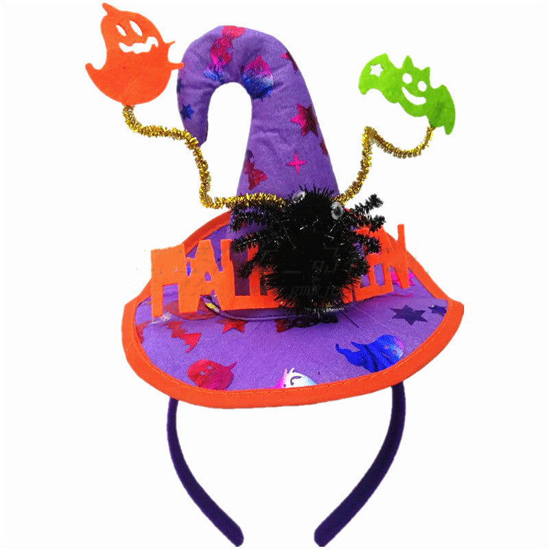 Halloween Letter Spider Witch Hat Headband Masquerade Atmosphere Props Bat Ghost Hair Accessories
