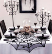 Halloween black spider web bat lace curtain