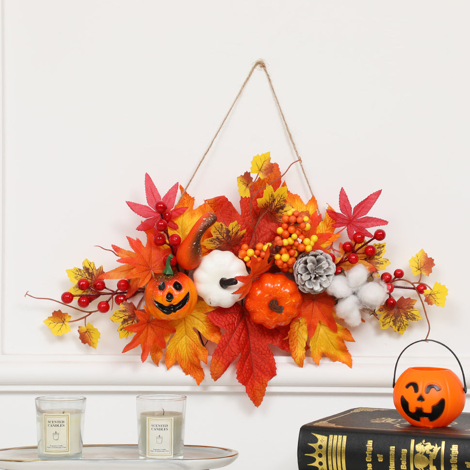 Cross-border Halloween  Maple Leaf Pumpkin Decoration Pendant New Harvest Festival Wall Hanging Holiday Layout Props Tag